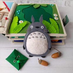 Handmade Felt Totoro Books for Kids and Collectors, Toddler busy book activity toy, Felt Board sets, Quiet Book