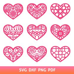 Valentines Heart SVG, Mandala Hearts Bundle