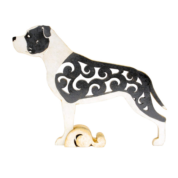 wooden Figurine American Staffordshire Terrier, statuette Staffy