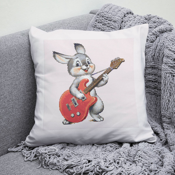 4 Funny Bunny with guitar cross stitch pattern cross stitch chart for home decor and gift.jpg