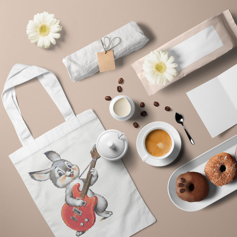 6 Funny Bunny with guitar cross stitch pattern cross stitch chart for home decor and gift.jpg