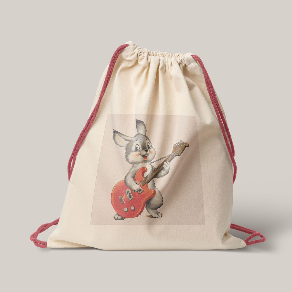 11 Funny Bunny with guitar cross stitch pattern cross stitch chart for home decor and gift.jpg