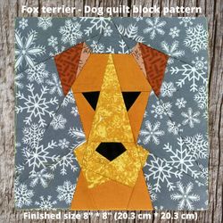 Fox terrier quilt block pattern in technology Paper Piecing