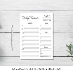 Daily Planner Page. Planner inserts Printable