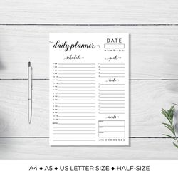 Daily Planner Insert. Planner Page Printable. Kdp Interior