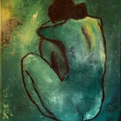 Figurative portrait Woman nude Original oil portrait Woman Female portrait Original Art Oil painting on canvas Picasso