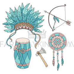 indians life american native hero attributes vector set