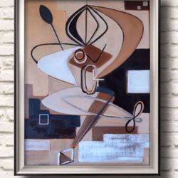 Abstract artwork Original oil painting Cubism style Abstract figure