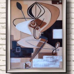 abstract artwork original oil painting cubism style abstract figure