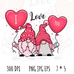 Valentine gnomes PNG, Valentine  gnomes clip art, Valentine gnomes Sublimation, Instant Download, Digital Download