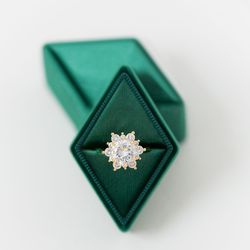 Velvet Ring Box Monogrammed Vintage Style DIAMOND Handmade Monogram Engagement Wedding Ring Proposals Styled Shoots
