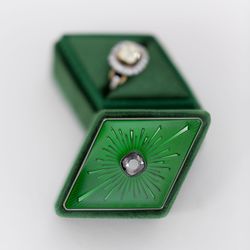Ring Box Velvet Guilloche Enamel DIAMOND Handmade Vintage Style Jewelry Box Monogrammed Engagement Wedding Proposals