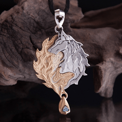 Paired pendants wolf and fox