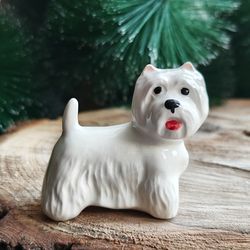 figurine West Highland White Terrier ceramics handmade, westie statuette porcelain
