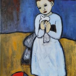 Angel artwork Pablo Picasso painting Copy Original oil painting painting Portrait child with pigeon