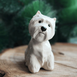 West Highland White Terrier figurine ceramics, westie statuette porcelain