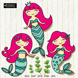 Mermaid SVG, Mermaid Birthday, Mermaid party Mermaid silhouette cut file, Beach svg, Mermaids clipart, Pool party