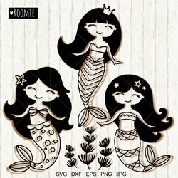 mermaid birthday, mermaid svg, mermaid party, mermaid silhouette cut file, beach svg, mermaids clipart, pool party