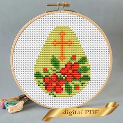 easter pattern pdf cross stitch, easy embroidery diy, small pattern egg