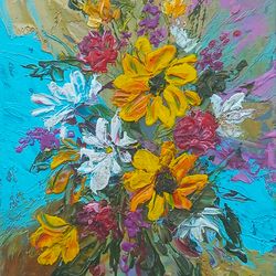 Flower Art Original Art Impasto Oil Painting Flower Small Art 2.5 by 3.5 inches aceo