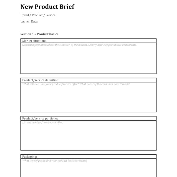 New Product Brief Template|Product Brief Planner|Product Des - Inspire ...