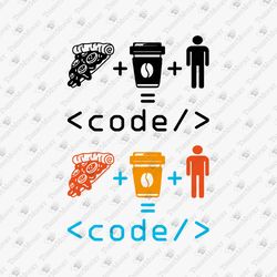 Pizza Coffee Code Funny Programmer Coder Software Engineer Developer Cricut SVG Cut File