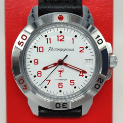 Vostok Komandirskie 2414 Medicine Red White 43119B Brand new Men's mechanical watch