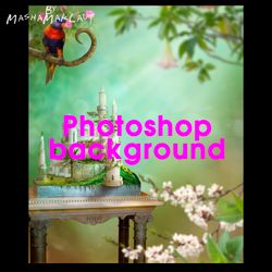 parrot castle digital background layered psd