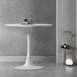 Modern Round White Tulip Pedestal Table - Round Dining Table - Dining Room Table - White Dining Table