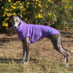 stylish fleece jumper for whippet. back length 21 inch. comfortable clothes for a dogs.