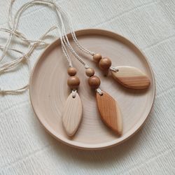 Handmade nursing necklace for Mom, Wooden Breastfeeding Necklace Boho, Juniper wood pendant necklace Rustic,