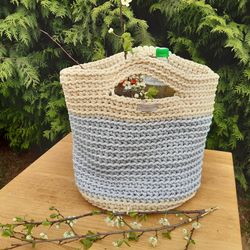 Crochet reusable shopper bag with handles Rope shopping bag Crochet tote bag Market bag Handmade