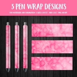 Pink Hearts Background Pen Sublimation Wrap PNG