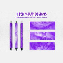 Purple Fluid Pen Wrap Template. Sublimation or Waterslide Epoxy Pen Design
