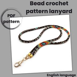 bead crochet pdf, pattern teacher lanyard, seed bead pdf pattern, bead crochet pattern, pattern lanyard holder