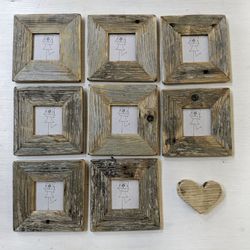 Shipping to Canada small rustic picture frames 2x2 made of salvaged recycled old wood. Handcrafted one of a kind frames.