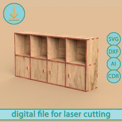 Dollhouse shelving unit kallax, shelf unit - Digital Laser Cut Files, SVG, 1/6 scale furniture. shelving unit for Doll