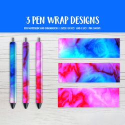 Neon Marble Pen Wrap Design. Sublimation or Waterslide Epoxy Pen Design