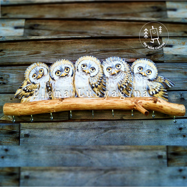 Owl Family, Cute Key Holder for Wall by MyWildCanvas-3.jpg