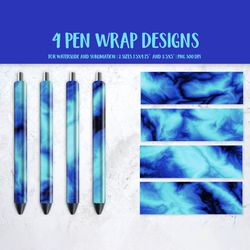 ice blue marble pen wrap template.  sublimation or waterslide epoxy pen design