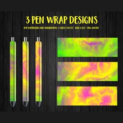 Bright Abstract Pen Wrap Template. Sublimation or Waterslide Epoxy Pen Design