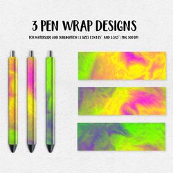 Vibrant Abstract Pen Wrap Template. Sublimation or Waterslide Epoxy Pen Design