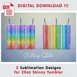 2 Glitter Sublimation Patterns - 20oz SKINNY TUMBLER - Full tumbler wrap