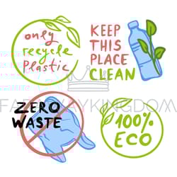 keep this place clean eco problem vector illustration set