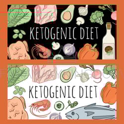 keto banner healthy food low carb text vector illustration set