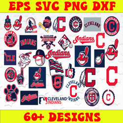 bundle 35 files cleveland indians baseball team svg, cleveland indians svg, mlb team  svg, mlb svg, png, dxf