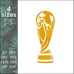 World cup Embroidery Design, FIFA football soccer medal, 4 sizes