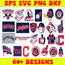bundle 23 files cleveland indians baseball team svg, cleveland indians svg, mlb team  svg, mlb svg, png, dxf, eps