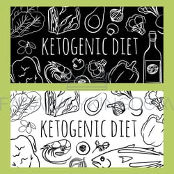 keto banner black healthy food low carb text vector flyer set