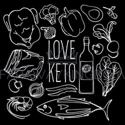 keto basket healthy food low carb vector illustration set